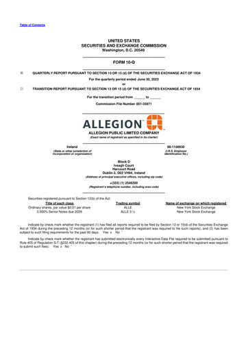 Vorschaubild Allegion
 10-Q Quartalsbericht 2023 