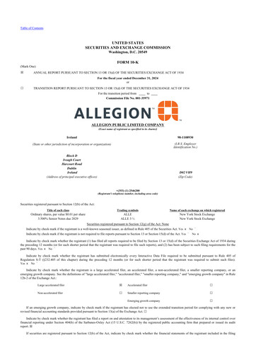 Thumbnail Allegion
 10-K Annual Report 