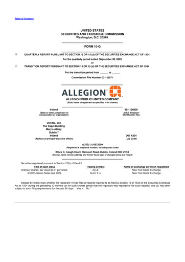 Vorschaubild Allegion
 10-Q Quartalsbericht 2025 
