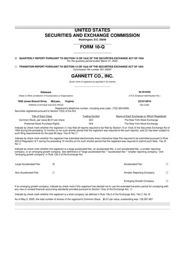 Thumbnail Gannett 10-Q Quarterly Report FY 