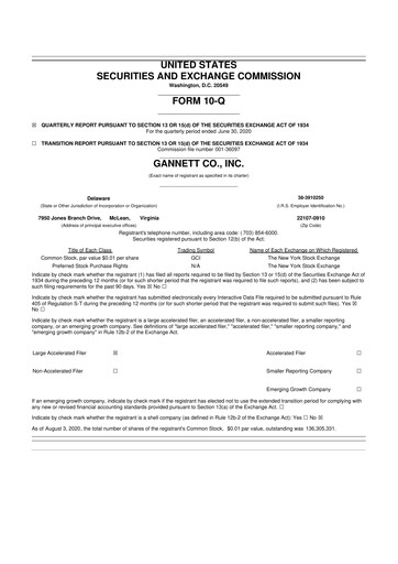 Thumbnail Gannett 10-Q Quarterly Report FY 