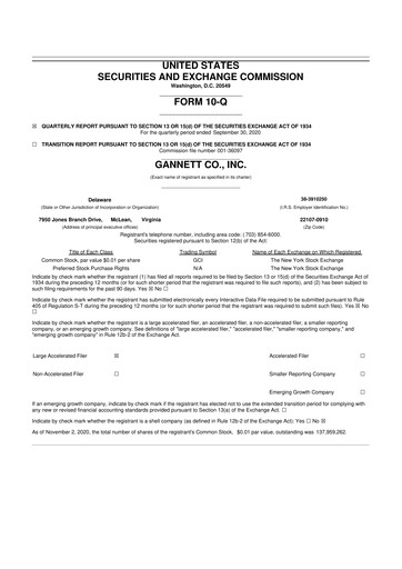 Thumbnail Gannett 10-Q Quarterly Report FY 