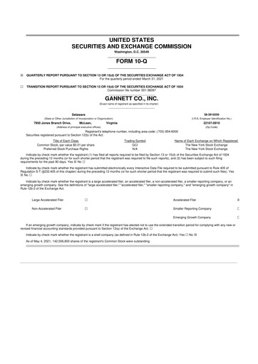 Thumbnail Gannett 10-Q Quarterly Report FY 