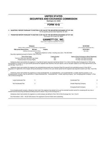 Thumbnail Gannett 10-Q Quarterly Report FY 