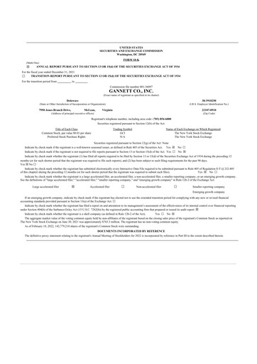 Thumbnail Gannett 10-K Annual Report 2021