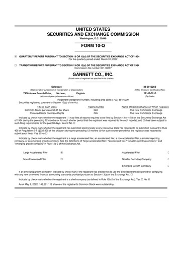 Thumbnail Gannett 10-Q Quarterly Report FY 