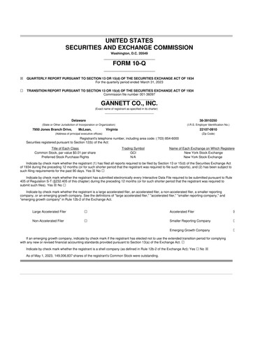 Thumbnail Gannett 10-Q Quarterly Report FY 
