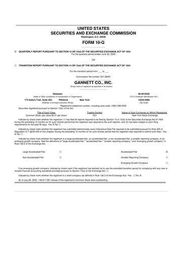 Thumbnail Gannett 10-Q Quarterly Report FY 