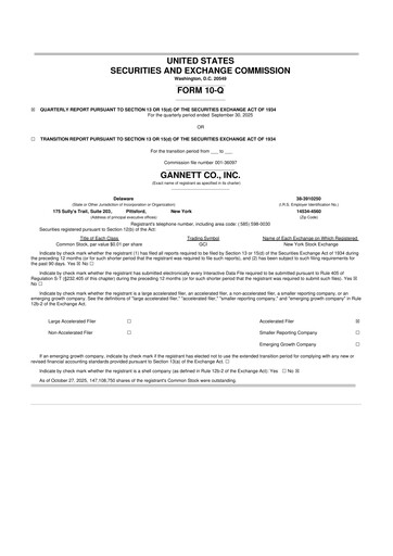 Thumbnail Gannett 10-Q Quarterly Report FY 