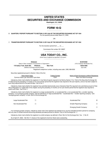 Thumbnail Gannett 10-Q Quarterly Report FY2026 