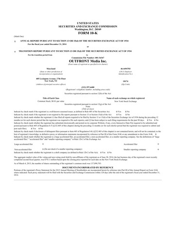 Thumbnail Outfront Media
 10-K Annual Report 2014