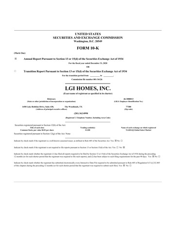 Thumbnail LGI Homes
 10-K Annual Report 2020