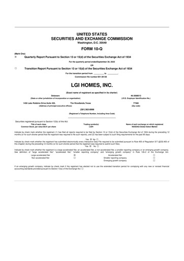 Thumbnail LGI Homes
 10-Q Quarterly Report FY2025 