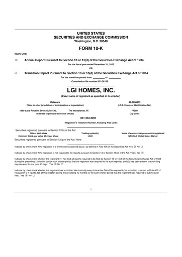 Thumbnail LGI Homes
 10-K Annual Report 2025
