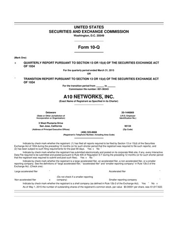 Thumbnail A10 Networks 10-Q Quarterly Report FY2015 