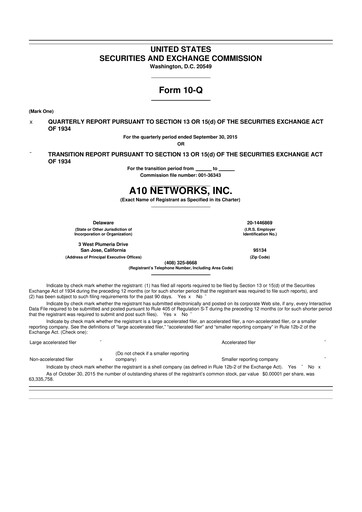 Thumbnail A10 Networks 10-Q Quarterly Report FY2015 