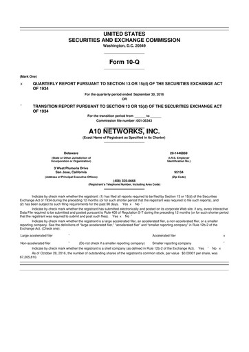 Thumbnail A10 Networks 10-Q Quarterly Report FY2016 