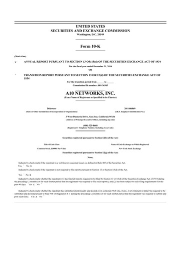 Thumbnail A10 Networks 10-K Annual Report 2016