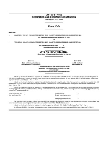 Thumbnail A10 Networks 10-Q Quarterly Report FY2018 