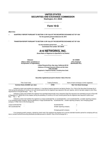 Thumbnail A10 Networks 10-Q Quarterly Report FY2019 