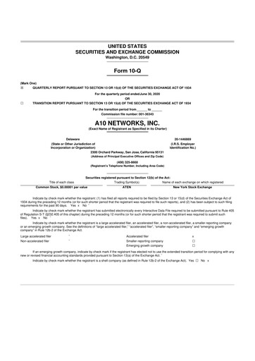 Thumbnail A10 Networks 10-Q Quarterly Report FY2020 