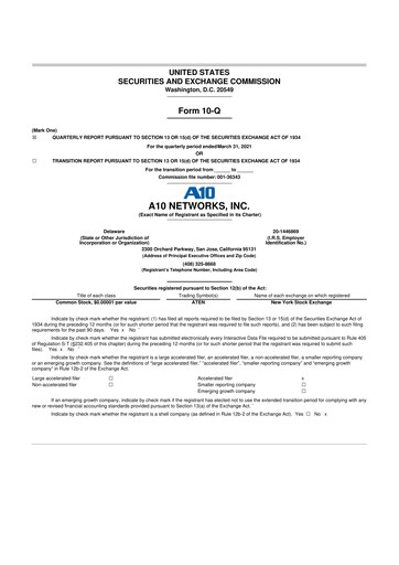 Thumbnail A10 Networks 10-Q Quarterly Report FY2021 
