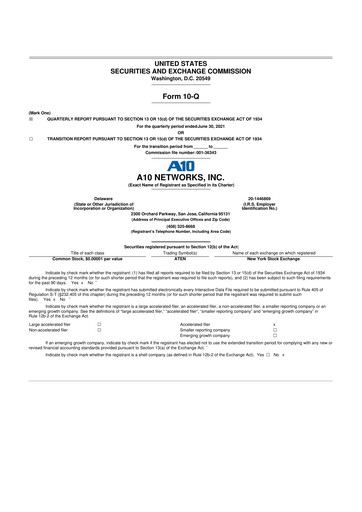 Thumbnail A10 Networks 10-Q Quarterly Report FY2021 