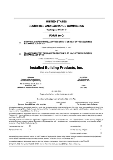 Thumbnail Installed Building Products 10-Q Quarterly Report FY2023 