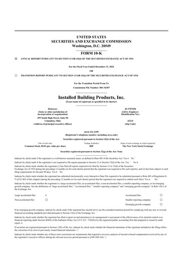 Thumbnail Installed Building Products 10-K Annual Report 2024