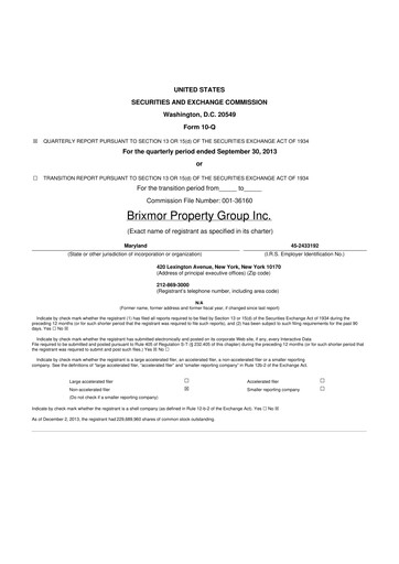 Thumbnail Brixmor Property Group
 10-Q Quarterly Report FY2013 
