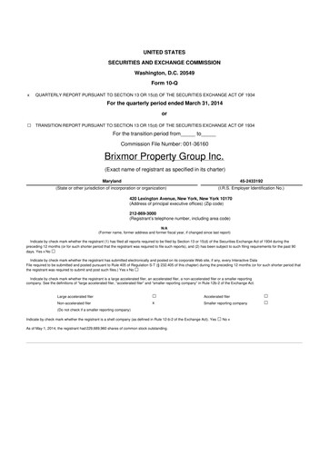 Thumbnail Brixmor Property Group
 10-Q Quarterly Report FY2014 