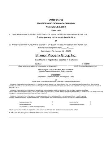 Thumbnail Brixmor Property Group
 10-Q Quarterly Report FY2014 