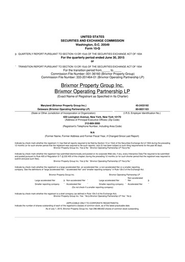 Thumbnail Brixmor Property Group
 10-Q Quarterly Report FY 