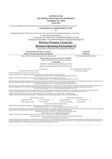 Thumbnail Brixmor Property Group
 10-K Annual Report 