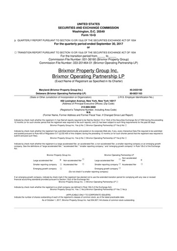 Thumbnail Brixmor Property Group
 10-Q Quarterly Report FY 