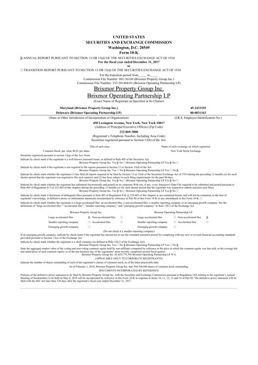 Thumbnail Brixmor Property Group
 10-K Annual Report 