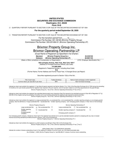 Thumbnail Brixmor Property Group
 10-Q Quarterly Report FY 
