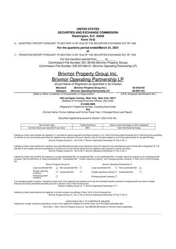 Thumbnail Brixmor Property Group
 10-Q Quarterly Report FY 
