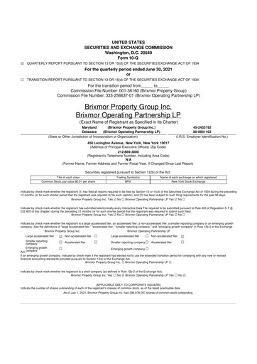 Thumbnail Brixmor Property Group
 10-Q Quarterly Report FY 