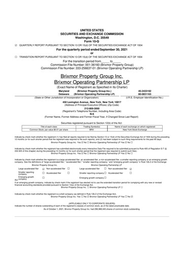 Thumbnail Brixmor Property Group
 10-Q Quarterly Report FY 