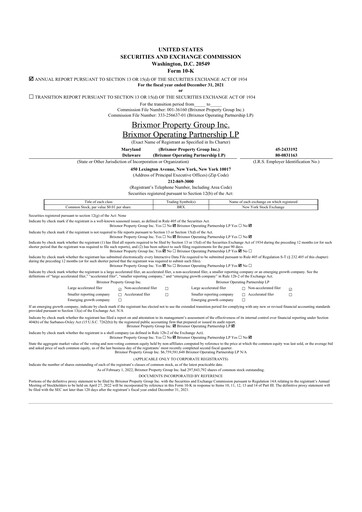 Thumbnail Brixmor Property Group
 10-K Annual Report 