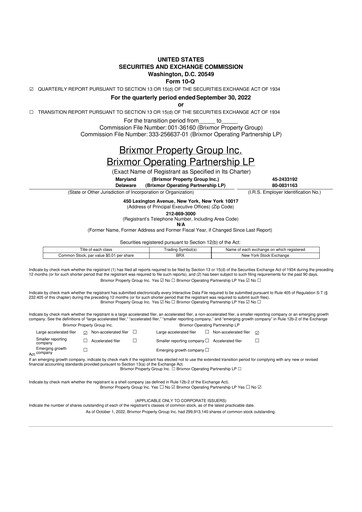 Thumbnail Brixmor Property Group
 10-Q Quarterly Report FY 
