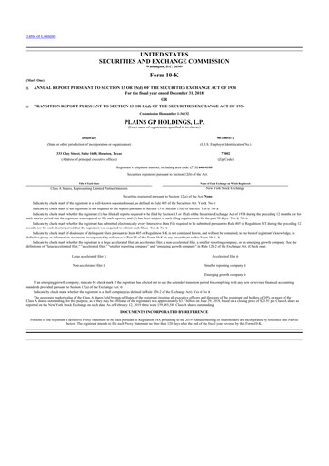 Thumbnail Plains GP 10-K Annual Report 2018