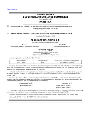 Thumbnail Plains GP 10-Q Quarterly Report FY2019 