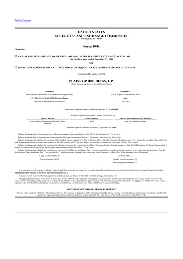 Thumbnail Plains GP 10-K Annual Report 2019