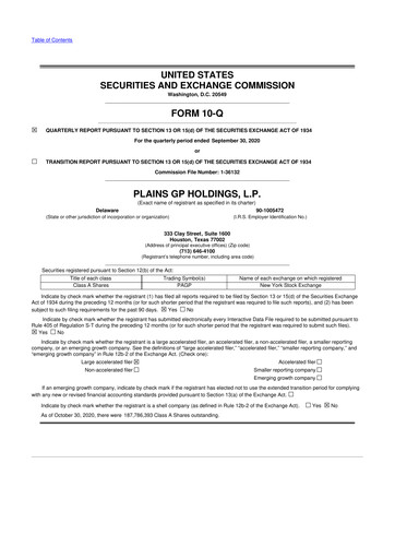 Thumbnail Plains GP 10-Q Quarterly Report FY2020 