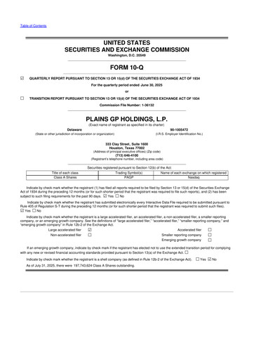 Thumbnail Plains GP 10-Q Quarterly Report FY2025 