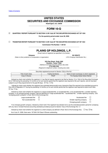 Thumbnail Plains GP 10-Q Quarterly Report FY2026 