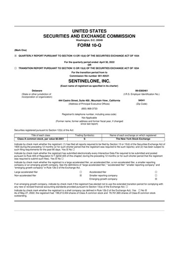 Miniature SentinelOne 10-Q Rapport trimestriel 2023 