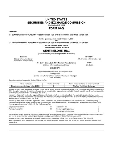 Miniature SentinelOne 10-Q Rapport trimestriel 2023 